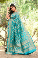 Thumbnail for Joban Fashion Green Banarasi Soft Pure Handloom Banarasi Silk Saree