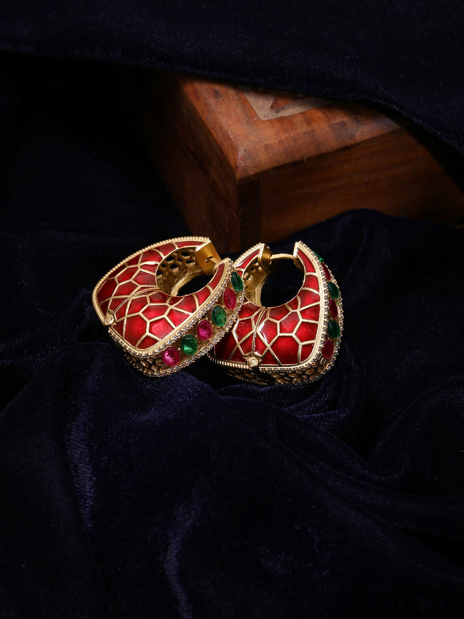 Ruby Raang Gold Polished Kundan Work Multi Loops - Dista