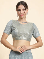 Thumbnail for Jyoti Fashion Mesmerizing Grey Faux Georgette 3MM Sequins with Thread & Jari Embroidery Lehenga Choli with Dupatta - Distacart