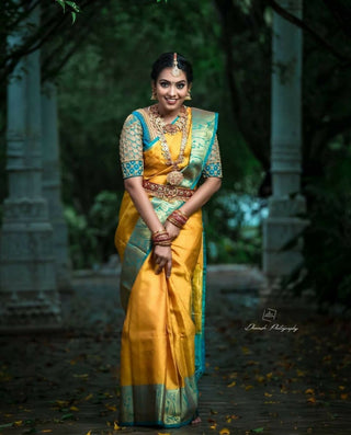 Arfa Fashion House Mustered With Contrast Border Lichi Silk Jacquard Work Saree - Distacart