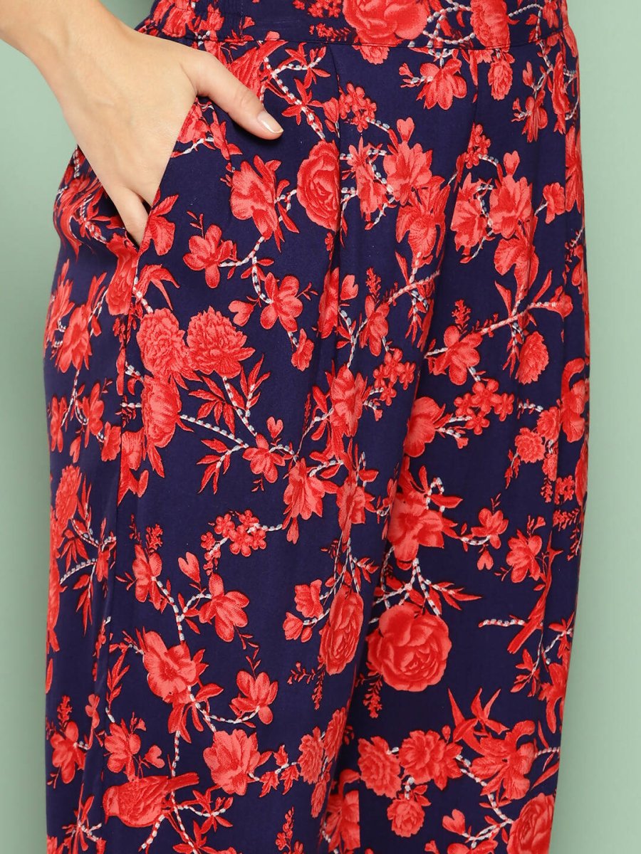 Ahalyaa Womens Kurta Set - Navy Blue - Distacart