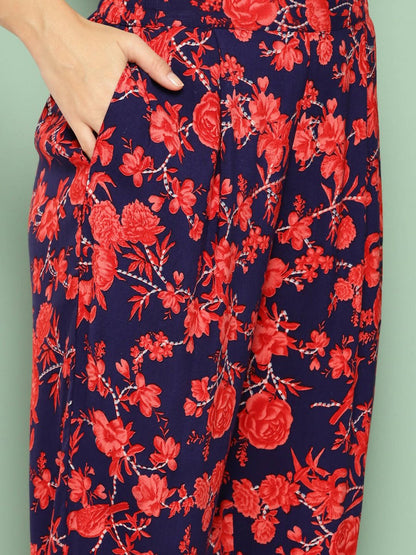 Ahalyaa Womens Kurta Set - Navy Blue - Distacart