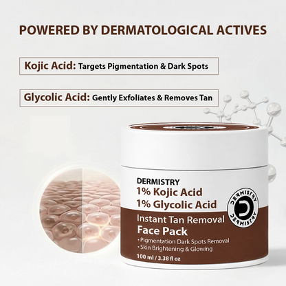 Dermistry 1% Kojic Acid 1% Glycolic Acid Pigmentation Detan Face Body Pack - Dista
