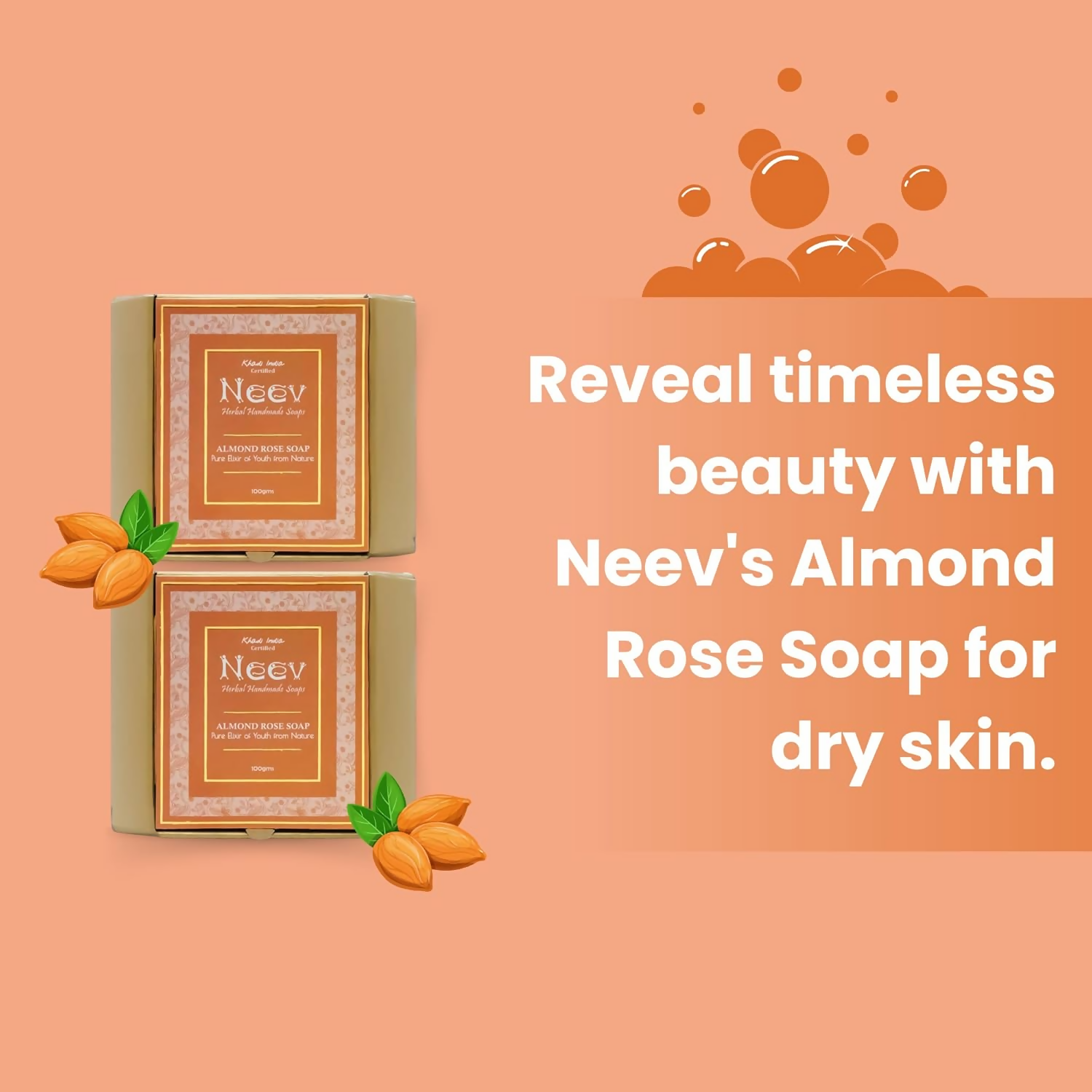Neev Herbal Handmade Soaps Almond Rose Soap - Distacart