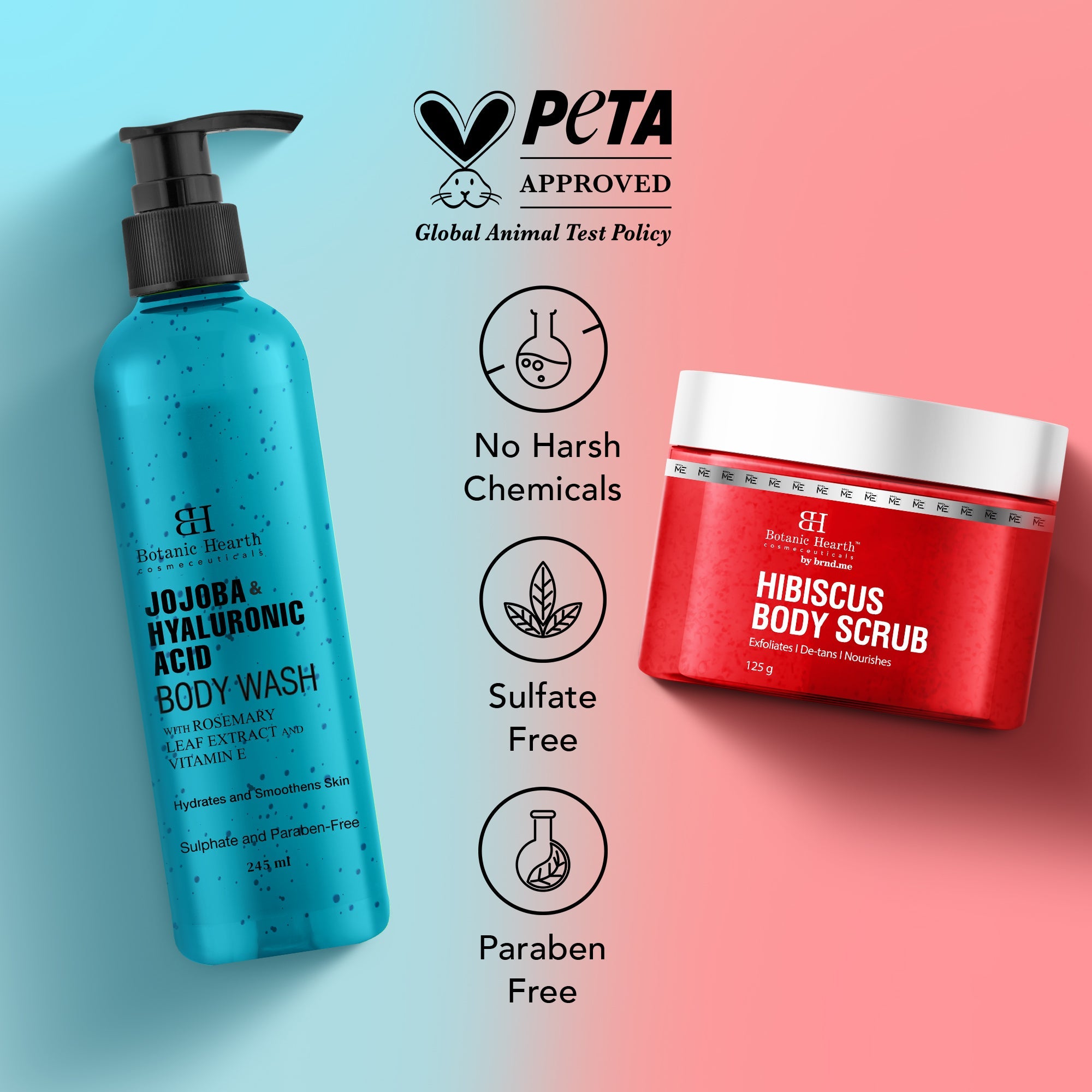 Botanic Hearth Jojoba Hyaluronic Bobywash & Hibiscus Scrub Combo - Distacart