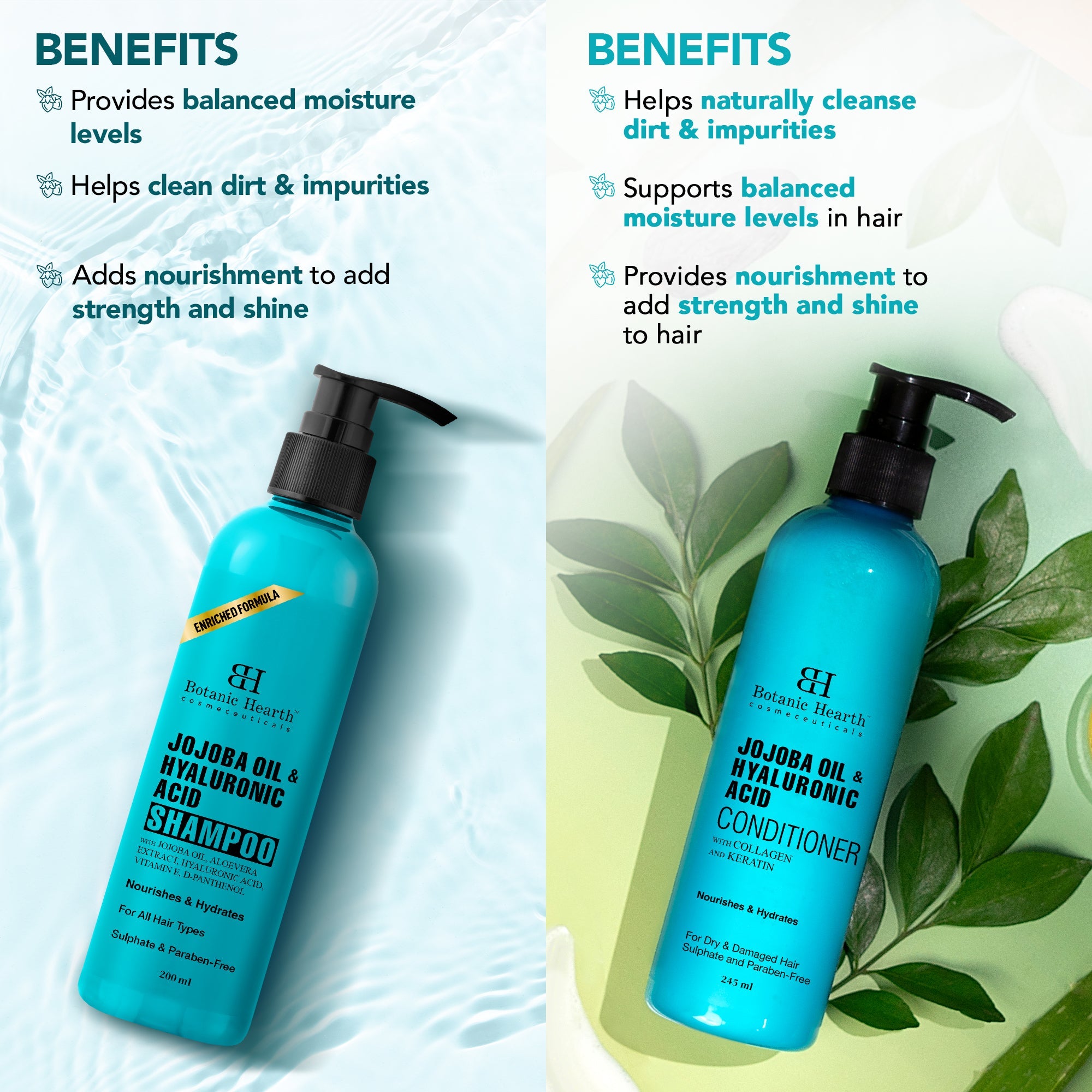 Jojoba & Hyaluronic Acid - Shampoo & Conditioner Set (Pack of 2) - Distacart