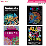 Thumbnail for Jolly Kids Adult Colouring Books Set of 4|Adults Colouring Book: Stress Relieving Designs Floral, Animals, Birds & Motivational Quotes Colouring Books