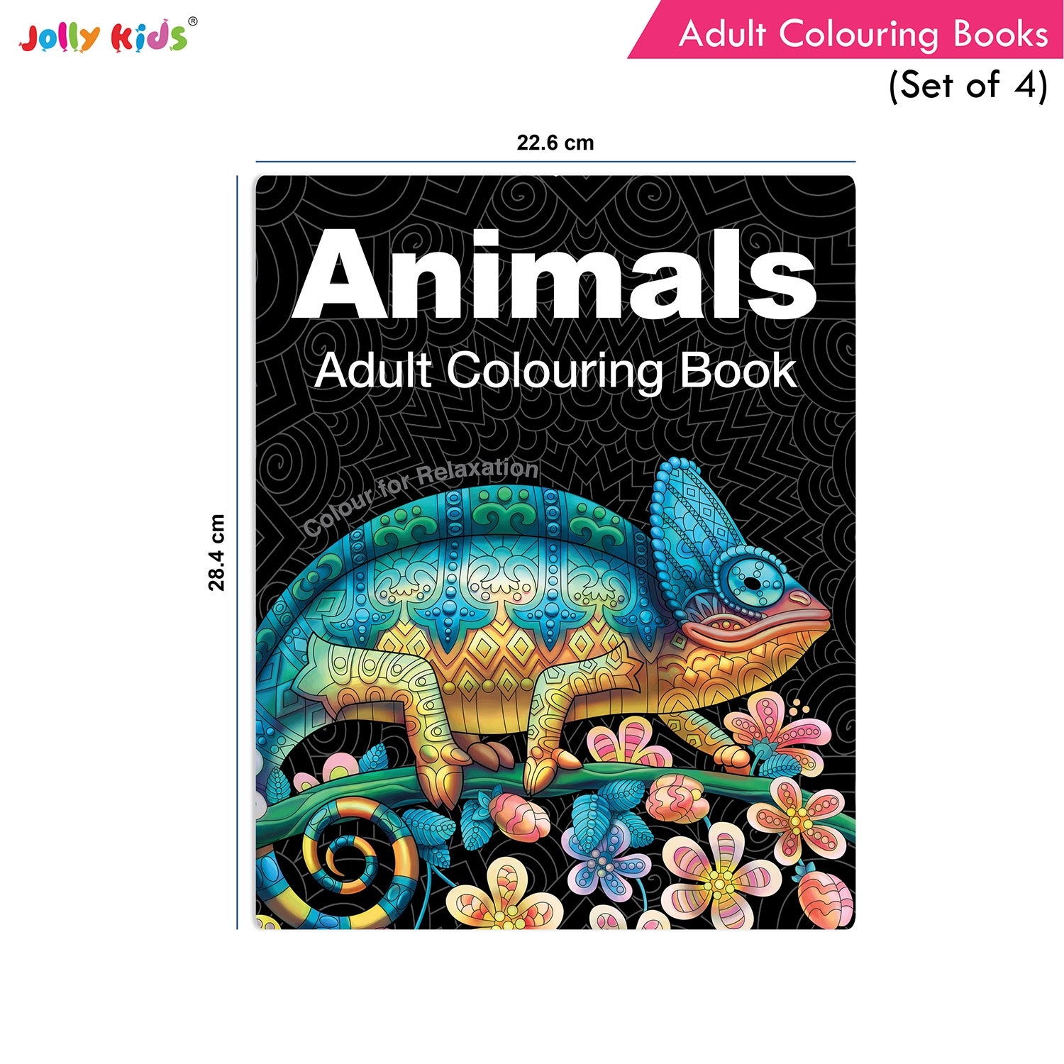 Jolly Kids Adult Colouring Books Set of 4|Adults Colouring Book: Stress Relieving Designs Floral, Animals, Birds & Motivational Quotes Colouring Books