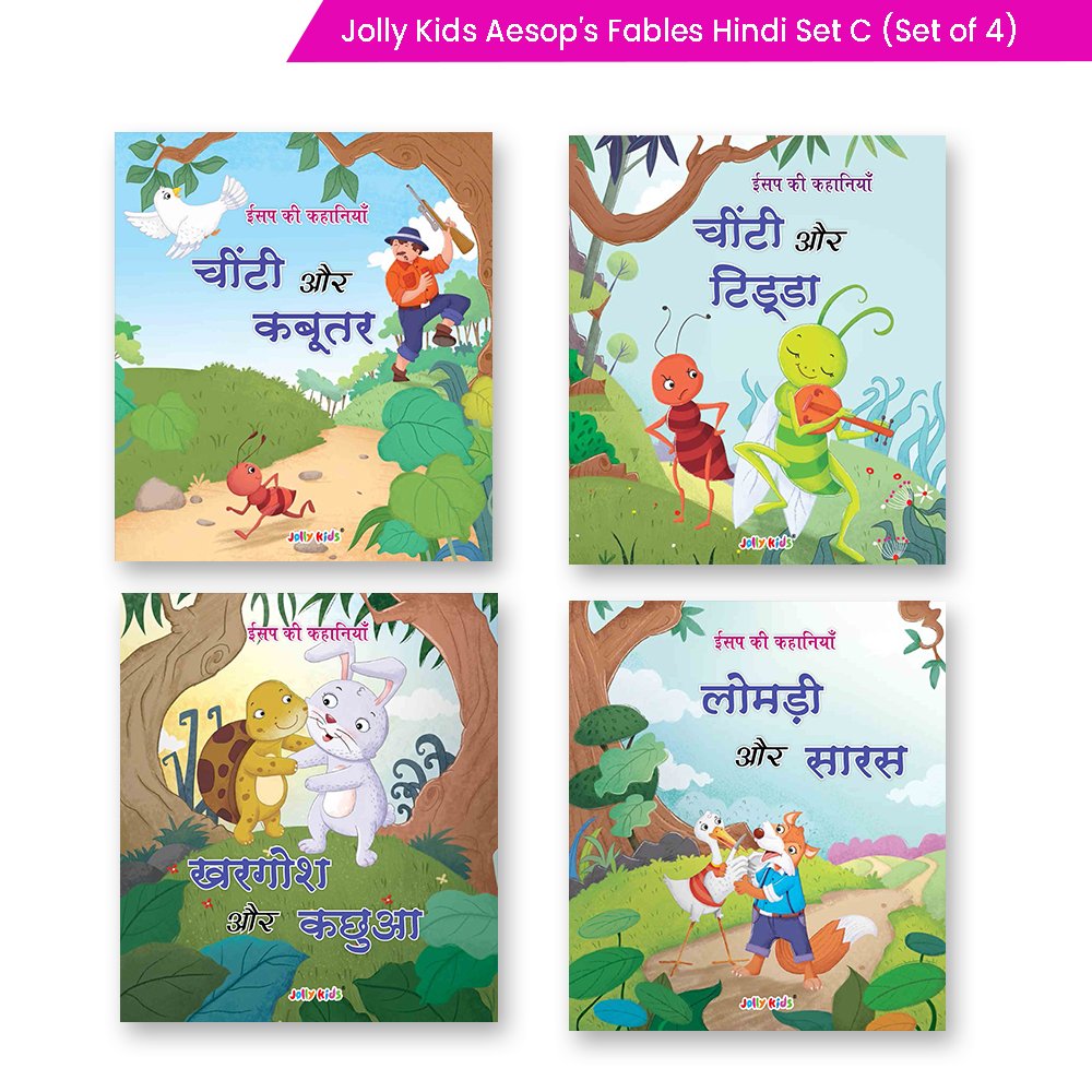 Jolly Kids Aesop's Fables Books C Set of 4 For Kids Ages 3-8 Years| Isap Ki Kahaniyan - Distacart
