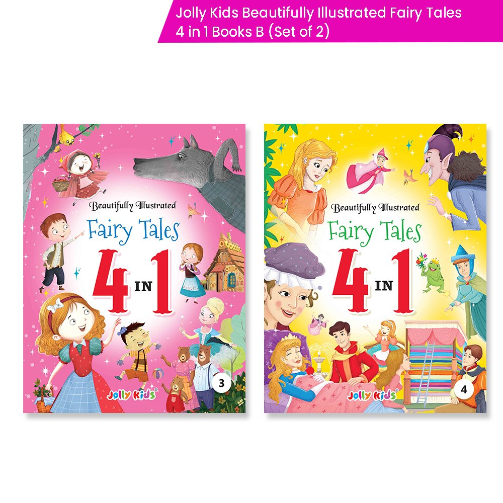 Jolly Kids Beautifully Illustrated Fairy Tales 4 in 1 Books B Set of 2| Ultimate Collection of Bedtime Megical Stories For Children Ages 3-8 Years - Distacart