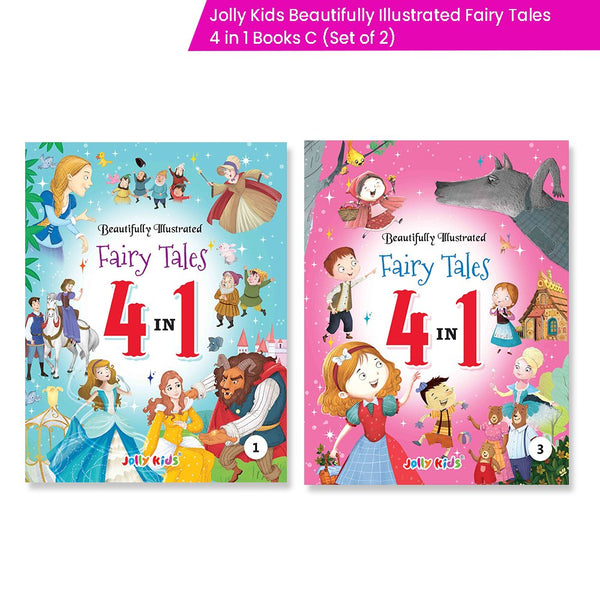 Jolly Kids Beautifully Illustrated Fairy Tales 4 in 1 Books C Set of 2| Ultimate Collection of Bedtime Megical Stories For Children Ages 3-8 Years - Distacart