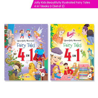 Jolly Kids Beautifully Illustrated Fairy Tales 4 in 1 Books D Set of 2| Ultimate Collection of Bedtime Megical Stories For Children Ages 3-8 Years - Distacart