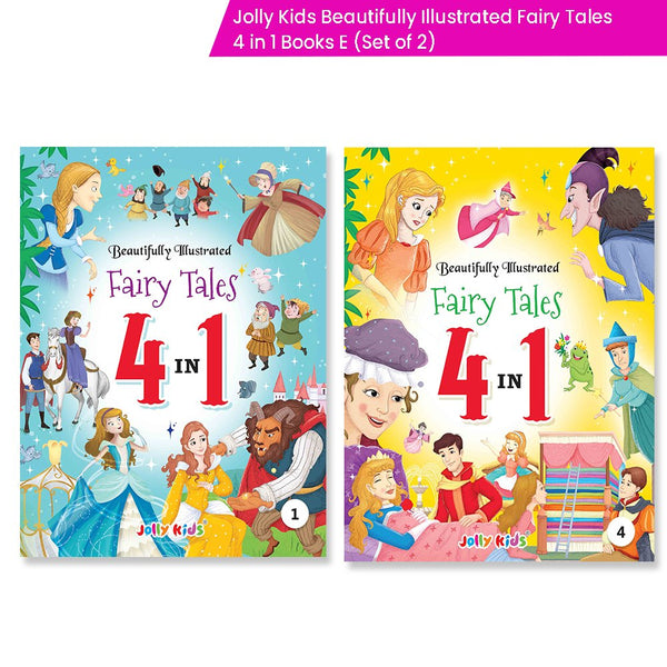 Jolly Kids Beautifully Illustrated Fairy Tales 4 in 1 Books E Set of 2| Ultimate Collection of Bedtime Megical Stories For Children Ages 3-8 Years - Distacart