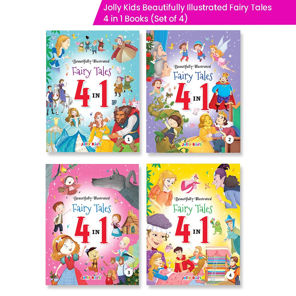 Jolly Kids Beautifully Illustrated Fairy Tales 4 in 1 Books Set of 4| Ultimate Collection of Bedtime Megical Stories For Children Ages 3-8 Years - Distacart