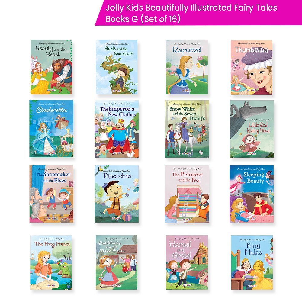 Jolly Kids Beautifully Illustrated Fairy Tales Books G Set of 16 For Kids Ages 3-8 Years| Combo Storytelling Books - Distacart