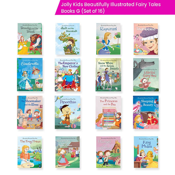 Jolly Kids Beautifully Illustrated Fairy Tales Books G Set of 16 For Kids Ages 3-8 Years| Combo Storytelling Books - Distacart