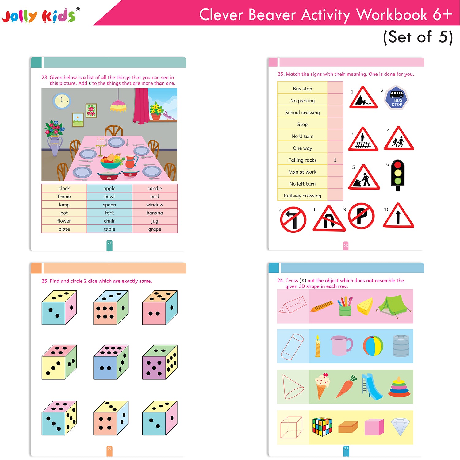 Jolly Kids Clever Beaver Ages 6-7 Years Fun Learning Activities Workbooks Set of 4| English-Maths-EVS-Good Habit-Logical Reasoning