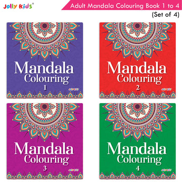 Jolly Kids Adults Mandala Colouring Books Set of 4| Ideal for Stree Relieving, Relaxing and Meditation Books for Teenagers - Distacart