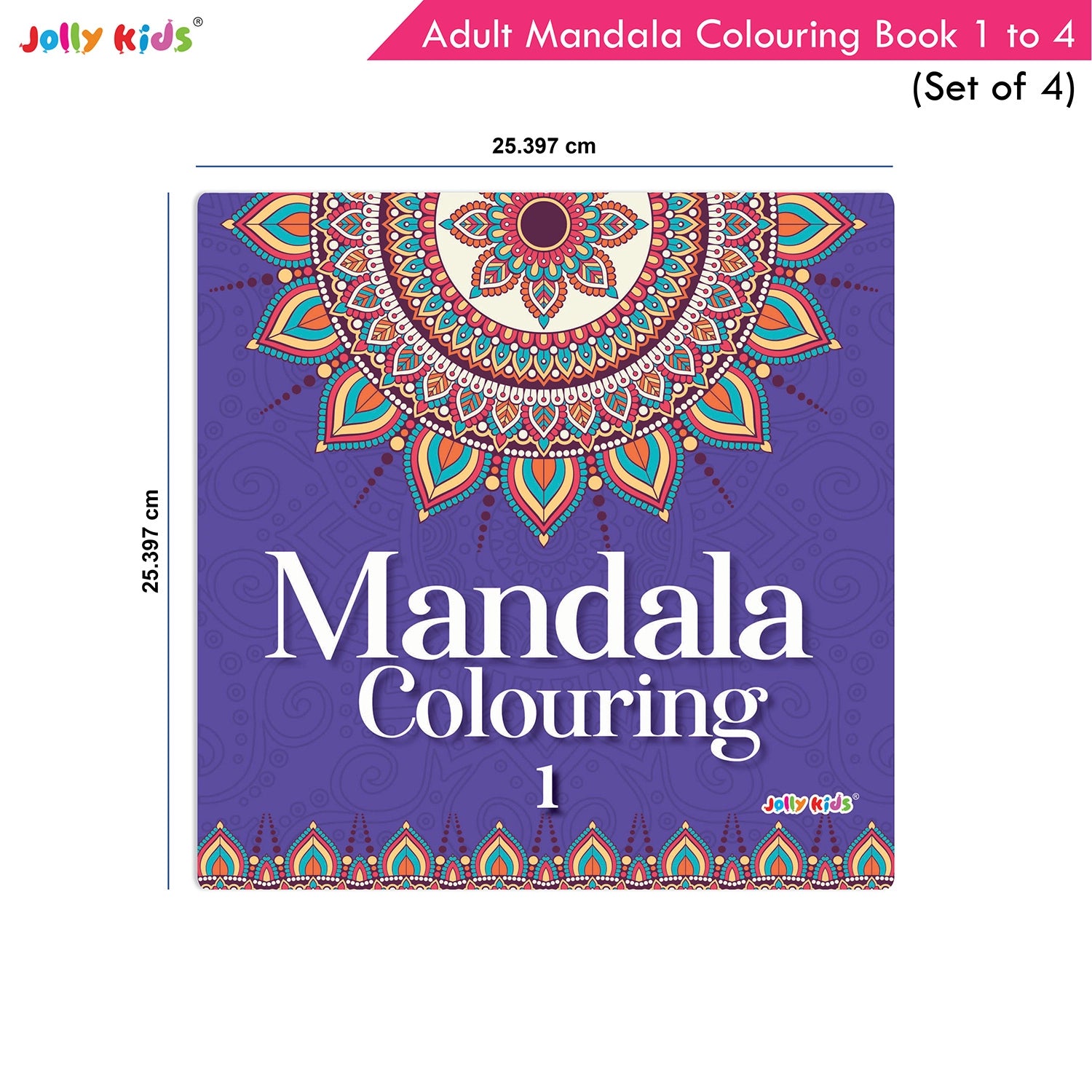 Jolly Kids Adults Mandala Colouring Books Set of 4| Ideal for Stree Relieving, Relaxing and Meditation Books for Teenagers - Distacart