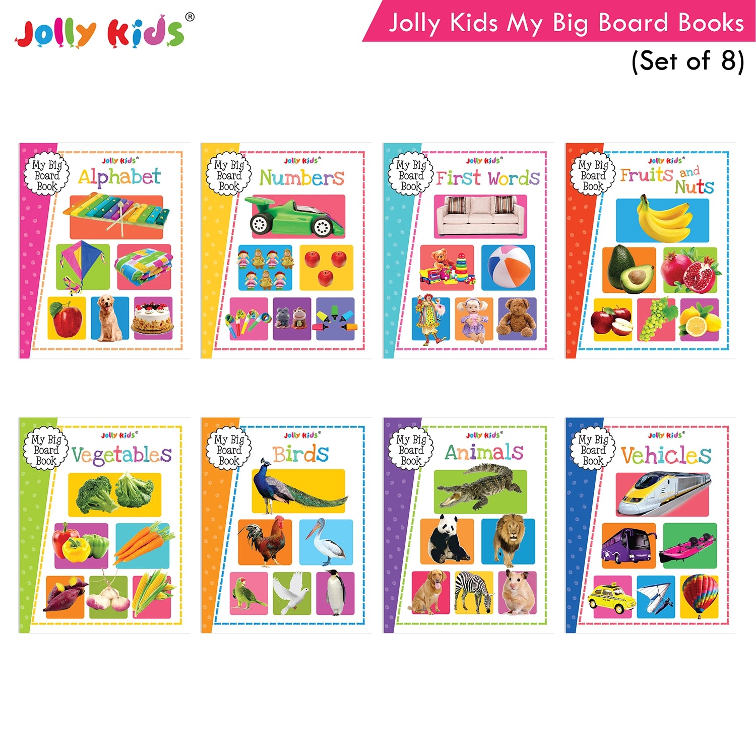Jolly Kids My Big Board Books Set of 8 for Toddlers Ages 0-3 Years| Picture Learning Books - Distacart