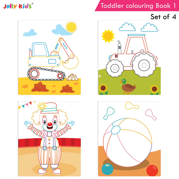 Jolly Kids Toddler Colouring Die-Cut Animals Shape Activity Books Set of 4 for Kids| Ages 1-6 Years