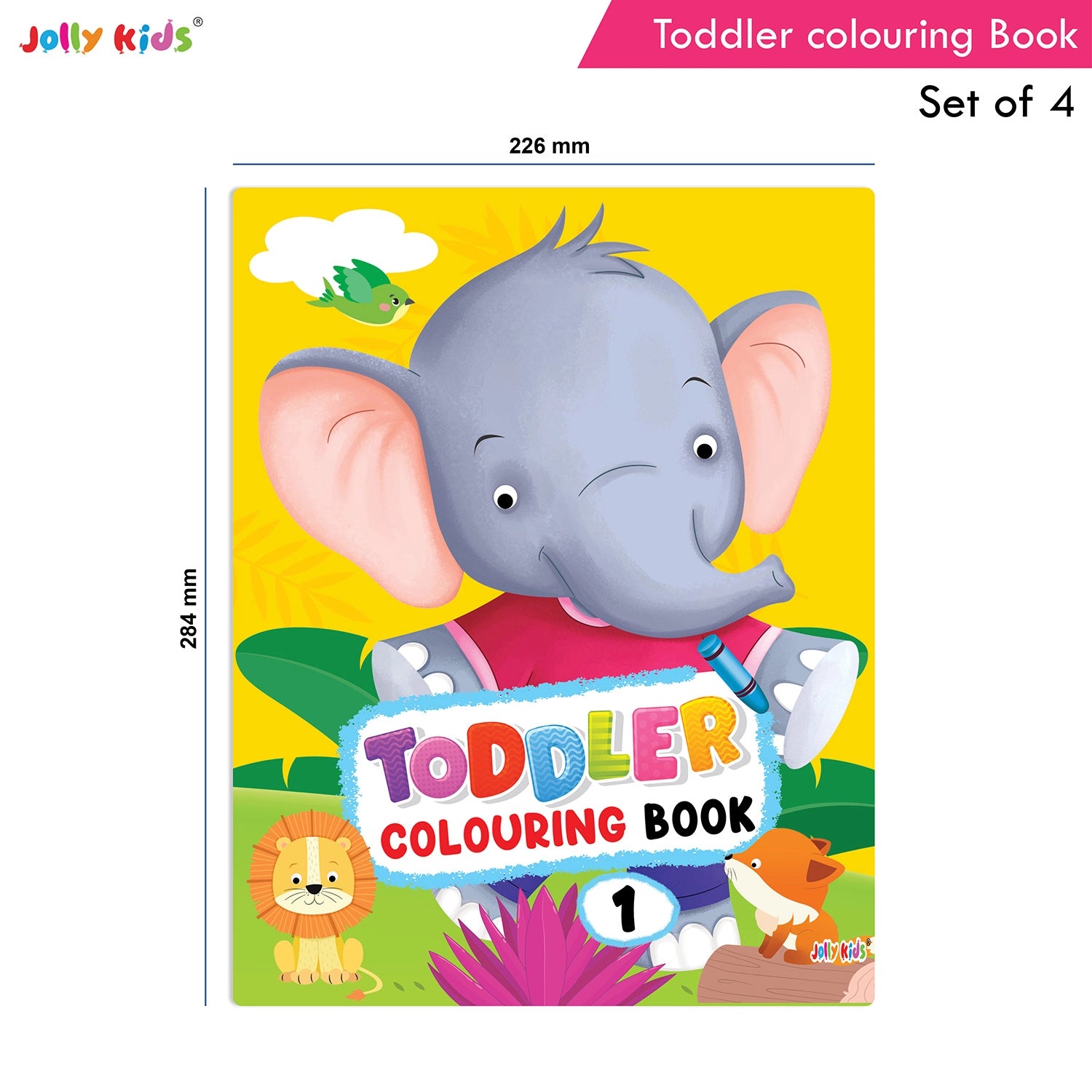 Jolly Kids Toddler Colouring Die-Cut Animals Shape Activity Books Set of 4 for Kids| Ages 1-6 Years