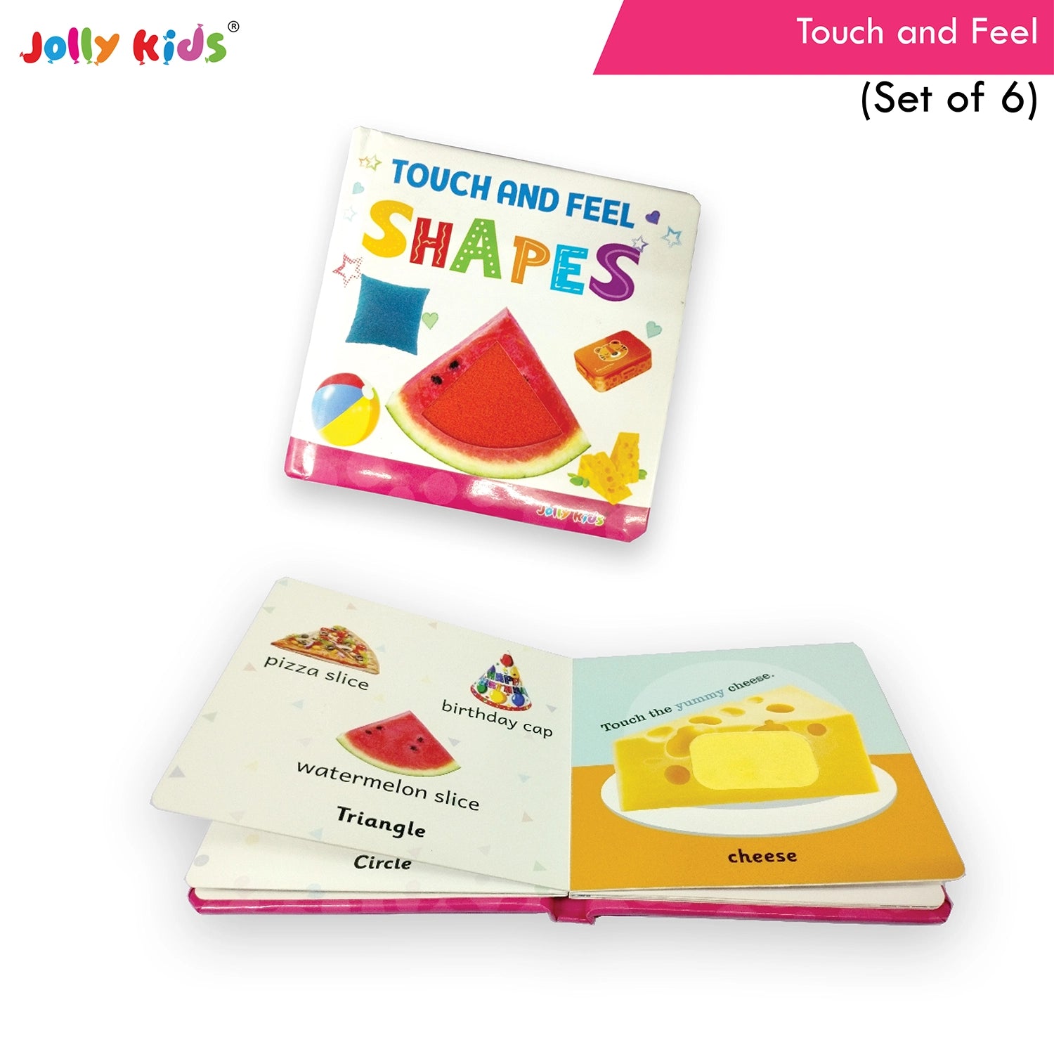 Jolly Kids Touch and Feel Picture Learning Sensory Development Padded Board Books Set of 6 for Infants, Toddlers Gift Ages 0-12 Months