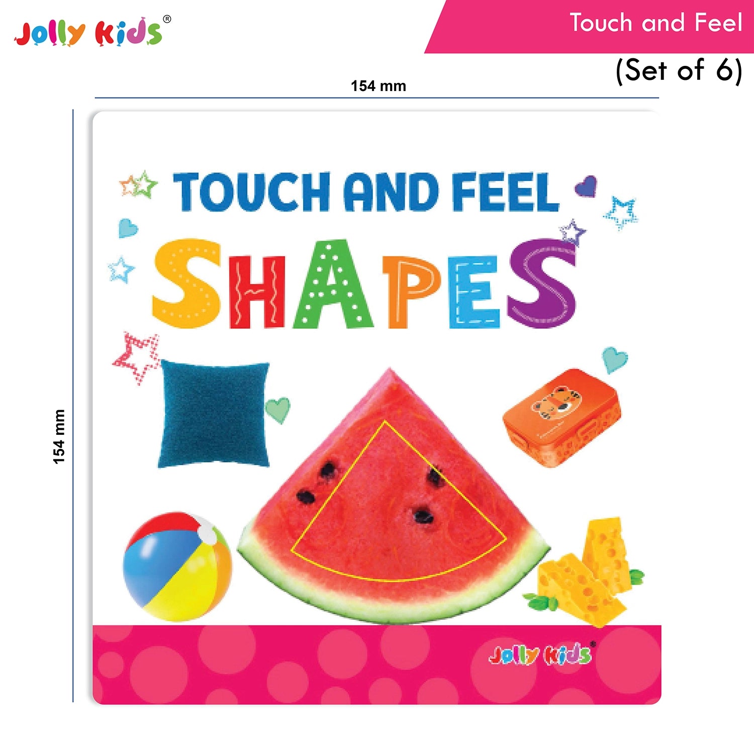 Jolly Kids Touch and Feel Picture Learning Sensory Development Padded Board Books Set of 6 for Infants, Toddlers Gift Ages 0-12 Months