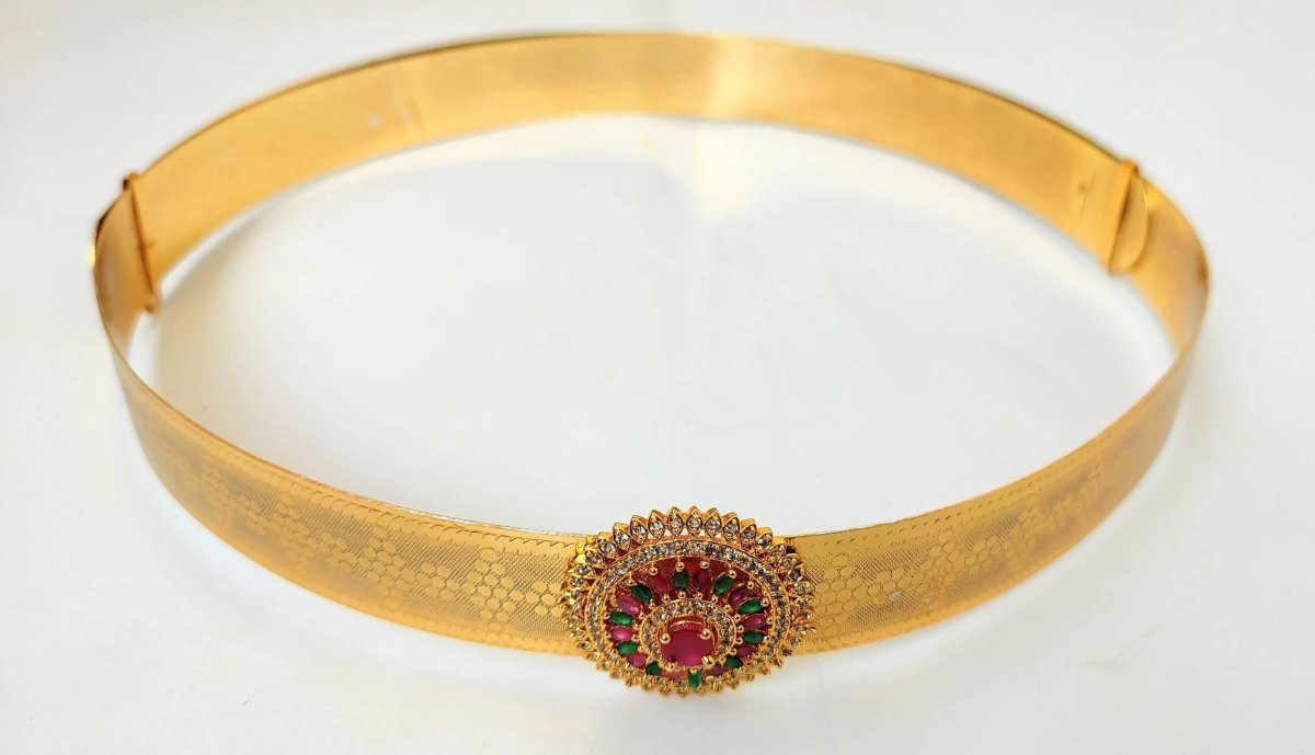 Adjustable Waist Belt/ Vaddanam/ Kamarband With Multicolor Pendant - Distacart