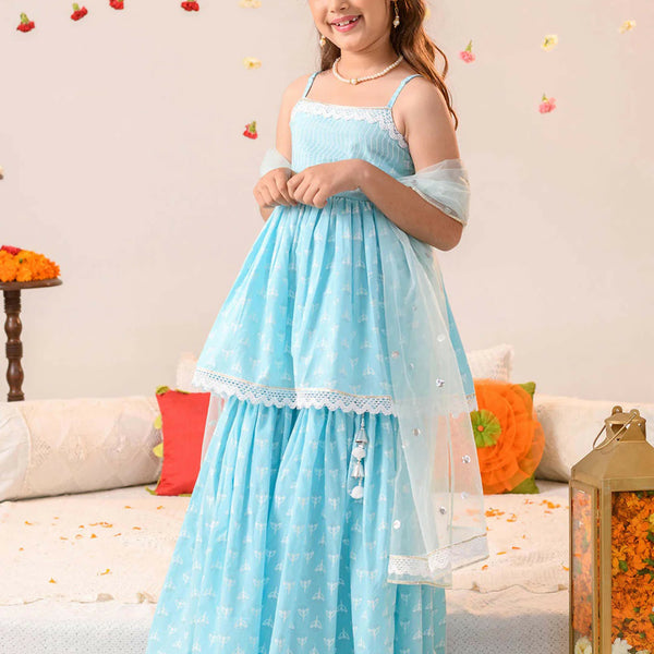 Joban Fashion Girl's Sky Blue Color Lehenga Choli - Distacart