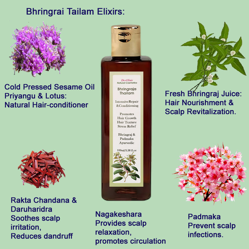 Bhringraj Tailam ingredients for stronger, shinier, and thicker hair