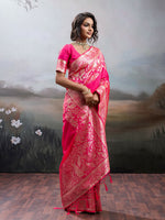 Thumbnail for Shree Shyam Fashion Pink Silk Blend Saree - Distacart