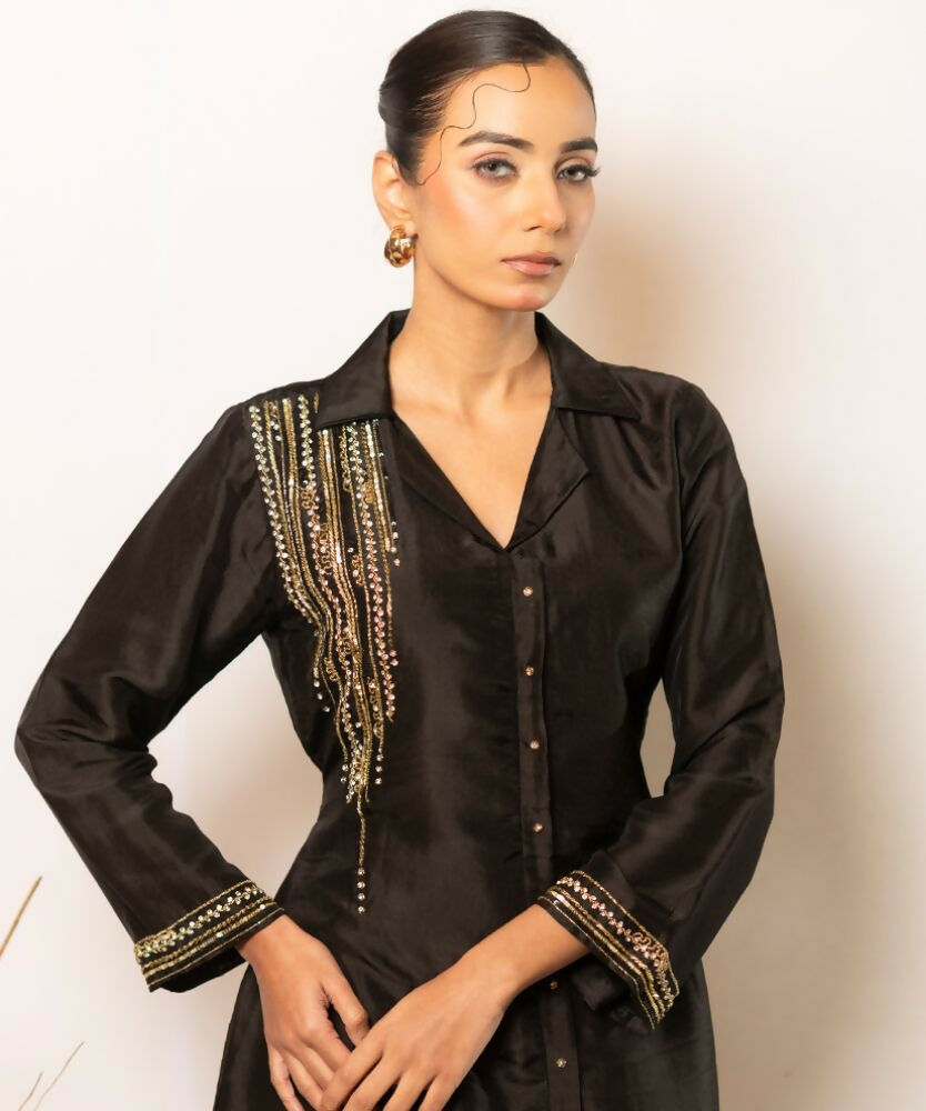 Timaraa Midnight Black Hand Embellished Co-Ord Set - Dista