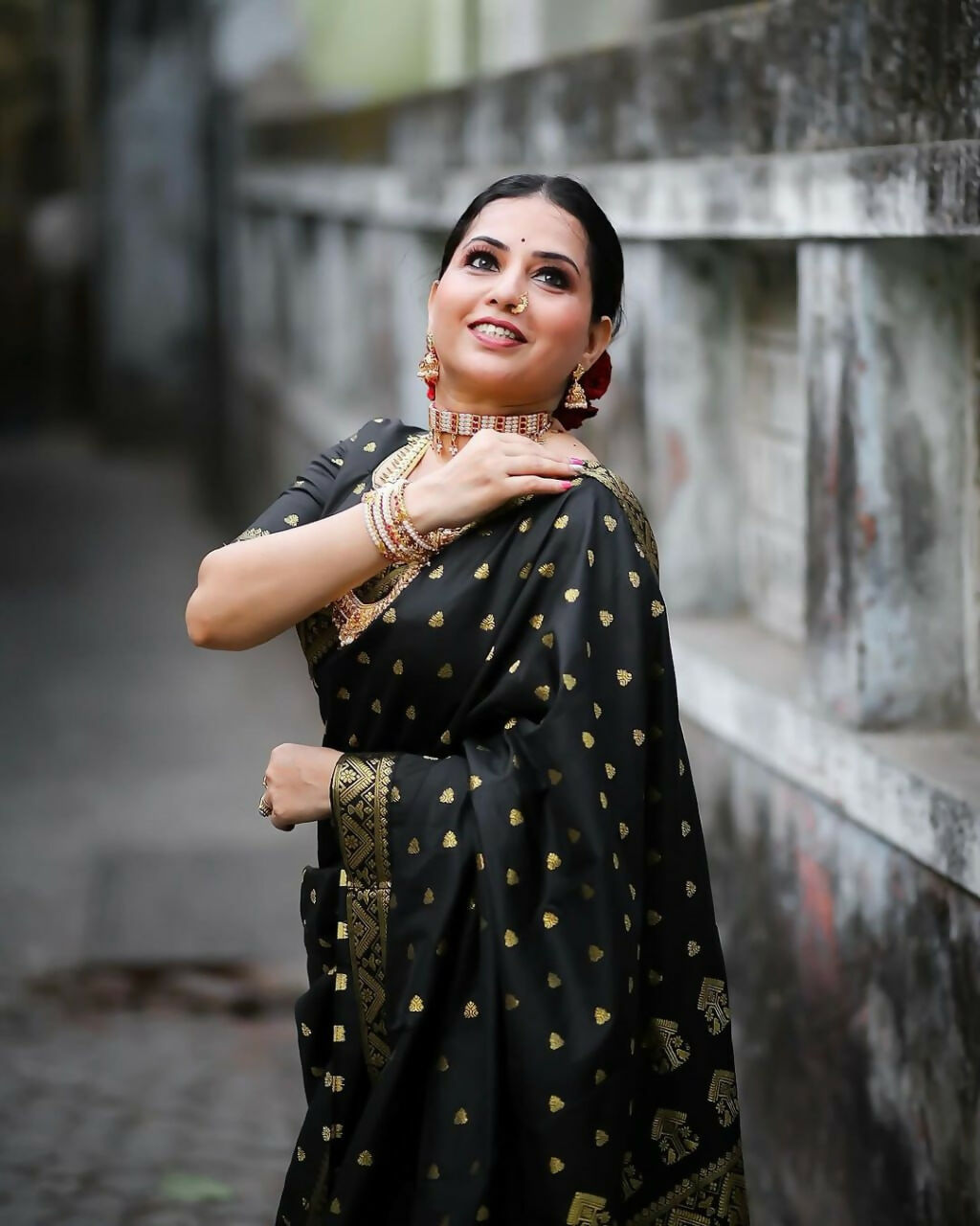 Preksha Creation Banarasi Soft Silk Women Black Saree - Distacart