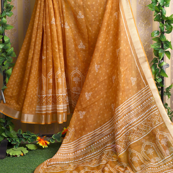 Astita Cotton Mustard Saree