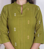 Thumbnail for Miravan Womens Green Printed Cotton Straight Kurta With Palazzo - Dista
