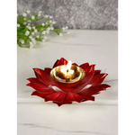 Thumbnail for CraftVatika Kamal Diya Deepak Lotus Brass Diyas Oil Lamp - Red