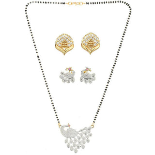 AanyaCentric Gold Plated Mangalsutra with Pendant, 2 Pair Earrings - Distacart