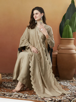 Thumbnail for The52 Chiku Women's Beautiful Vichitra Silk Fabric Embroidered Work Flared Anarkali Pant and Dupatta Set - Distacart