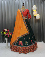 Thumbnail for Preksha Creation Soft Butter Silk With Digital Prints Women Lehenga Choli With Real Mirror Work - Red - Distacart