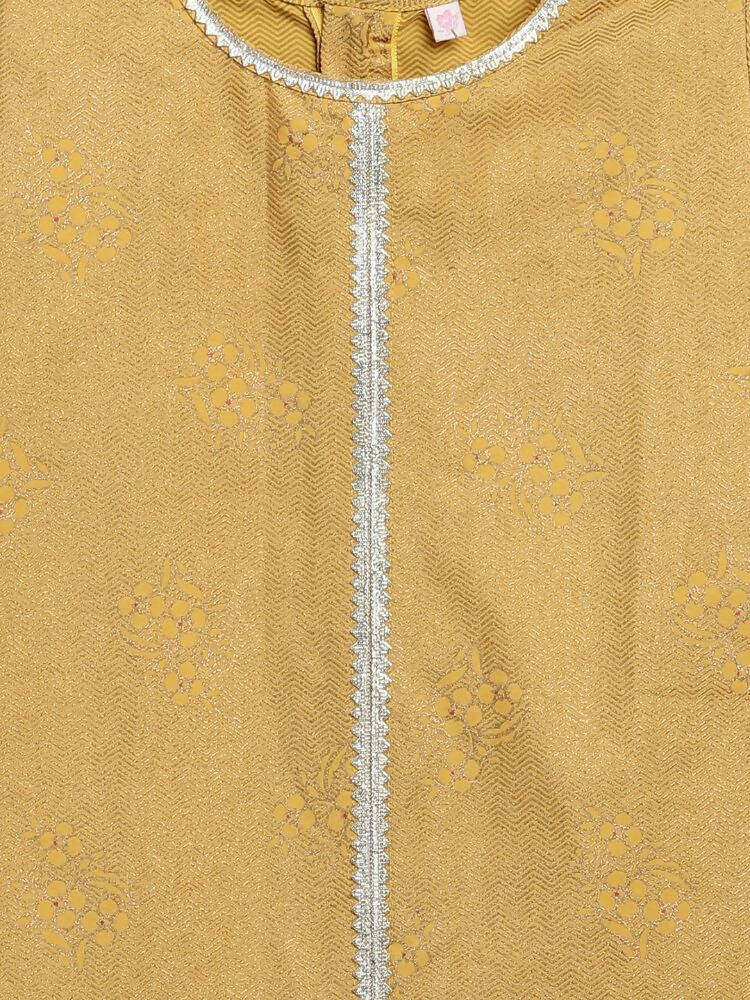 Ahalyaa Mustard Crepe Straight Kids Kurta Palazzo Set For Girls - Distacart