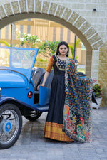 Thumbnail for Aastha Fashion Women's Black Silk Jacquard Woven with Embroidery Anarkali Dress with Dupatta - Distacart