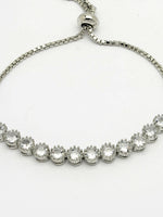 Thumbnail for NVR Women Silver-Plated Handcrafted American Diamond Link Bracelet - Distacart