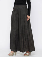 Thumbnail for Juniper Black Geometric Printed Rayon Flared Women Palazzo With One Pocket - Distacart