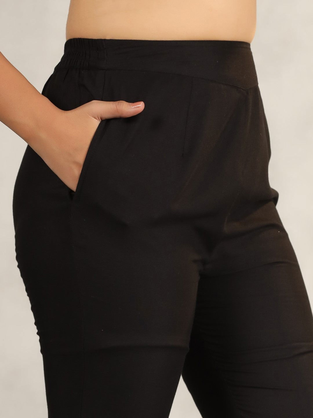 Juniper Women's Black Modal Rayon Women Partially Elasticated Bell Bottom Pants With Single Side Pocket - Distacart