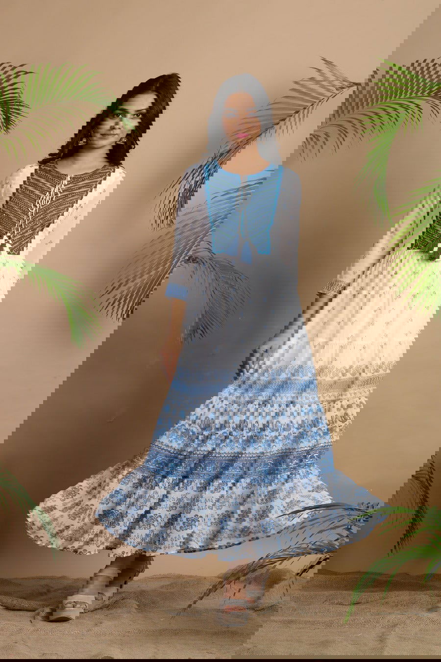 Juniper Blue Georgette Printed Maxi Dress - Distacart