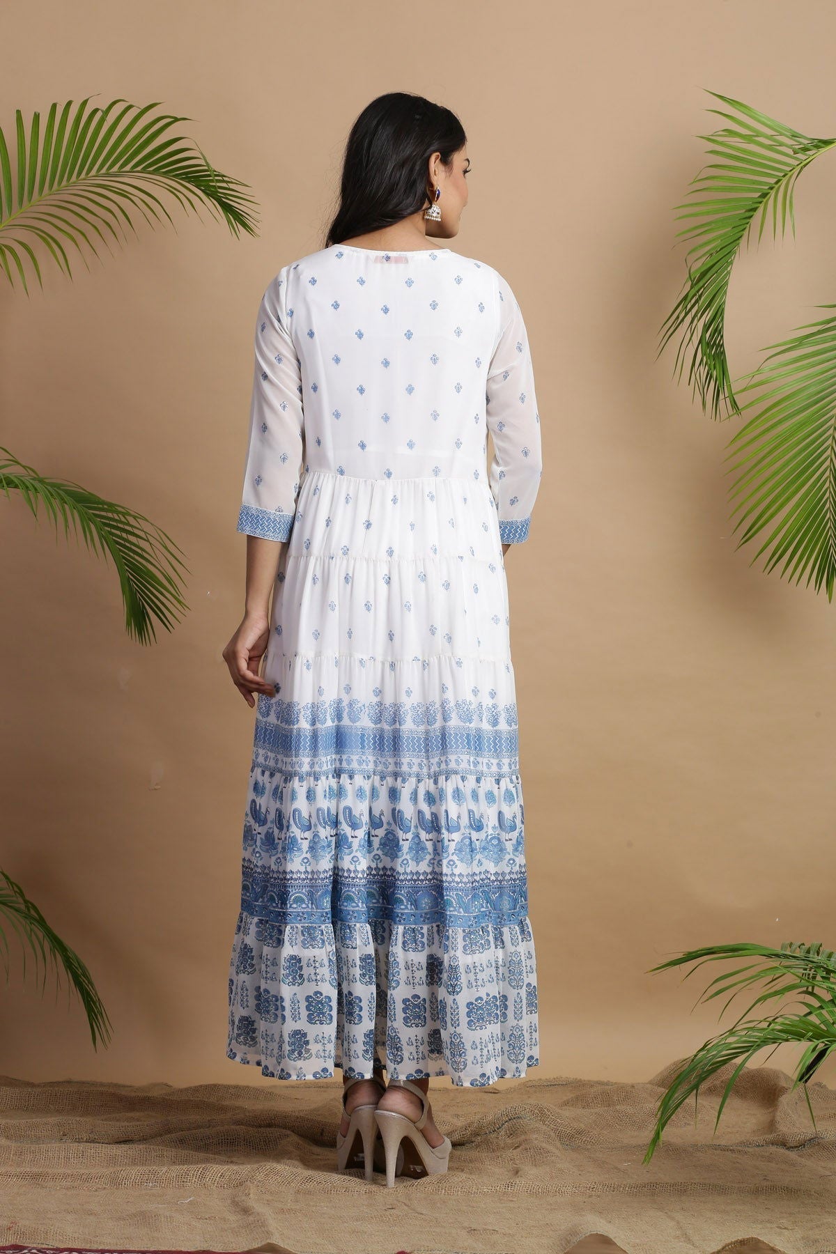 Juniper Blue Georgette Printed Maxi Dress - Distacart