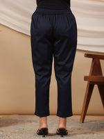 Thumbnail for Juniper Blue Solid Lycra Women Drawstring Pants With Single Side Pocket - Distacart
