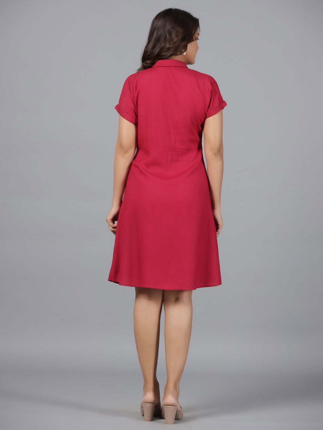 Juniper Fuchsia Solid Rayon A-Line Short Fusion Dress With Front Tie-Up - Distacart
