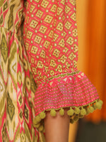 Thumbnail for Juniper Women Ikat Printed & Embroidered Green Cotton Voile Peplum Tunic - Distacart